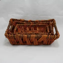 Large Rect Willow Seagrass Tray Honey 45x33x13cm 