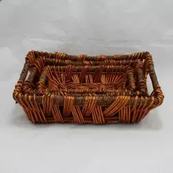 Large Rect Willow Seagrass Tray Honey 45x33x13cm 