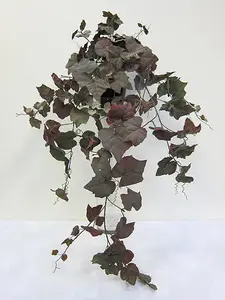 Frosted Autumn Grape Leaf Hanging Bush 110cm