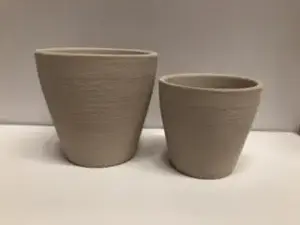 Set of 2 Round Ceramic Pot Cream 