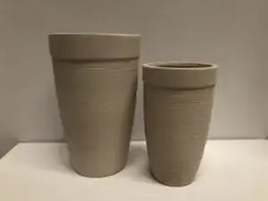 Set of 2 Round Ceramic Vase Cream 