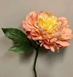 Short Stem Single Peony 31cm Peach