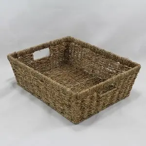 Medium Tapered Seagrass Tray Inset Handles Natural 36.5x27.5x9cm