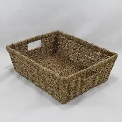 Medium Tapered Seagrass Tray Inset Handles Natural 36.5x27.5x9cm 