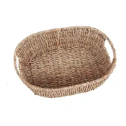 Large Oval Seagrass Tray with Inset Handles Natural 36x27x10cm height