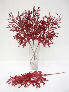 Glitter Cedar Spray 48cm Red