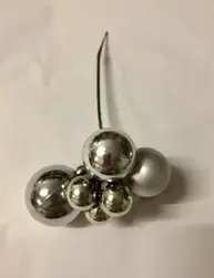 Christmas Bauble Pick  18cm Silver