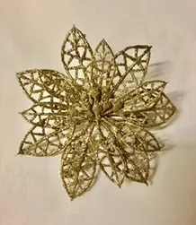 Pkt of 3 Christmas Glitter Poinsettia 10cm Gold