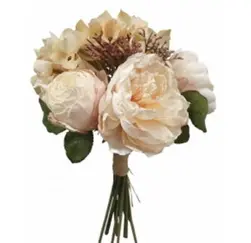 Dried Look Peony Hydrangea Bouquet 32cm Cream