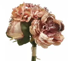 Dried Look Peony Hydrangea Bouquet 32cm Peach