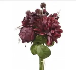 Dried Look Mixed Flower Bouquet 34cm Burgundy