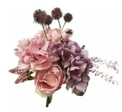 Dried Look Mixed Flower Bouquet 34cm Pink/Mauve
