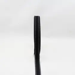 15mm x 30m Saddlestitch Grosgrain Ribbon Black/White