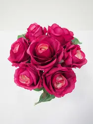 Rose Bouquet x 7  23cm Magenta