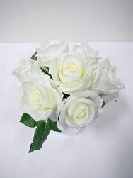 Rose Bouquet x 7  23cm White