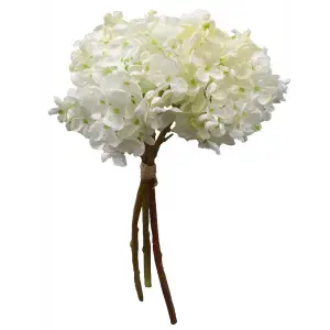 Dried Look Hydrangea Bouquet by 3 35cm White