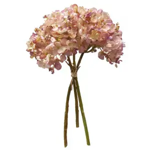 Dried Look Hydrangea Bouquet by 3 35cm Mauve