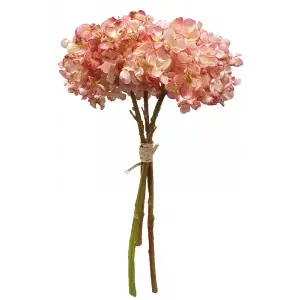 Hydrangea Bouquet by 3 Dried Look 35cm Pink