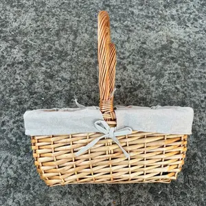 SET OF 3 RECTANGLE HONEY WILLOW BASKETS WITH NATURAL LINER 40x30x18cmh