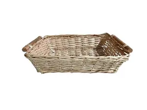 Large Rectangle Willow Tray Honey  45 x 38 x 11cmh