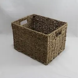 Small Rect Natural Seagrass Storage Basket 33.5x25.5x22cm Height