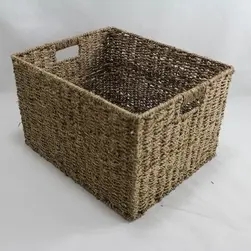 Large Rect Natural Seagrass Storage 43x35x26cm Height