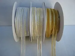 Satin edge organza ribbon with gold thread 6mmx23m #1