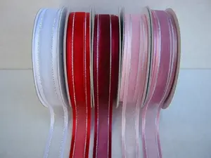 Satin edge organza ribbon with silver thread 15mmx23m #1