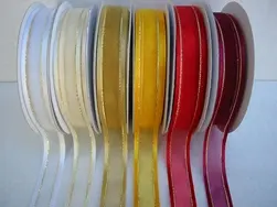 Satin edge organza ribbon with gold thread 15mmx23m #1