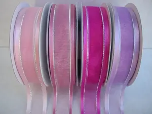 Satin edge organza ribbon with silver thread 22mmx23m #2