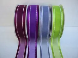 Satin edge organza ribbon with silver thread 22mmx23m