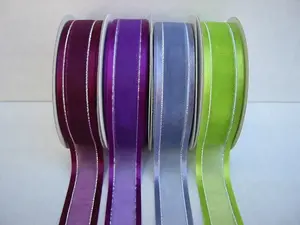 Satin edge organza ribbon with silver thread 22mmx23m