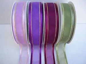 Satin edge organza ribbon with gold thread 22mmx23m #3