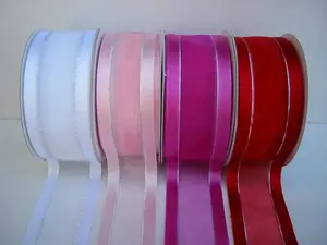 Satin edge organza ribbon with silver thread 38mmx23m #1