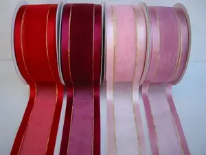 Satin edge organza ribbon with gold thread 38mmx23m #2