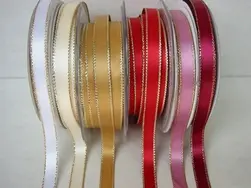 Single Side Satin Ribbon With Gold Edge 10mmx23m #1