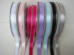 Single Side Satin Ribbon With Silver Edge 10mmx23m