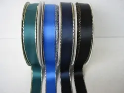 Single Side Satin Ribbon With Gold Edge 15mmx23m