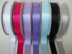 Single Side Satin Ribbon With Silver Edge 15mmx23m