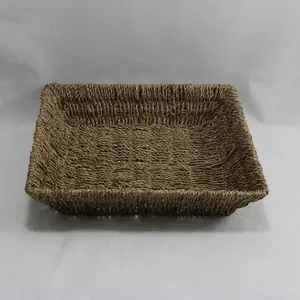 Medium Square Shallow Seagrass Tray Natural 32x32x7.5cm