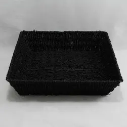 Large Square Shallow Seagrass Tray Black 36x36x8.5cm