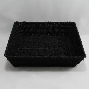 Large Square Shallow Seagrass Tray Black 36x36x8.5cm