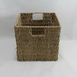 Small Square Seagrass Storage Basket Natural 28.5x26cm Height