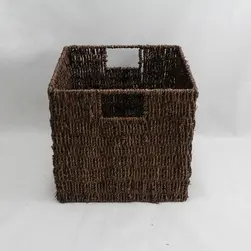 Small Square Seagrass Storage Basket Chocolate 28.5x26cm Height