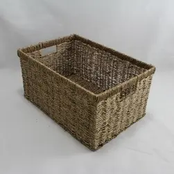Medium Rect Seagrass Storage Basket Natural 43.5x30x21cm height