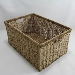 Large Rect Seagrass Storage Basket Natural 46x33x23cm Height