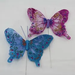 Organza Glitter Butterflies Large (12)