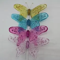Organza Glitter Butterflies with Diamontes Large (12)