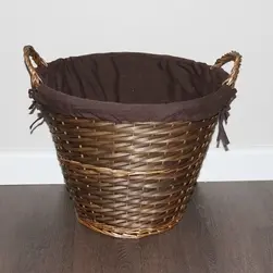 Deep round willow basket chocolate with chocolate liner 45x35cm height