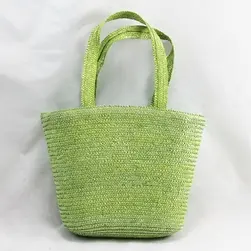 Straw Beach Bag With Material Liner Lime